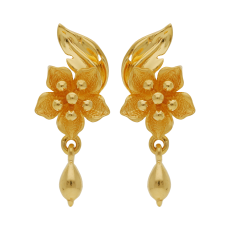 Floral And Leaf Design Gold Stud With Beads